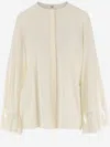 Chloé Collarless Fluid Blouse In Ivory