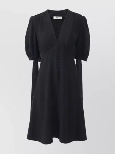 Chloé Crepe A-shaped Dress In Black