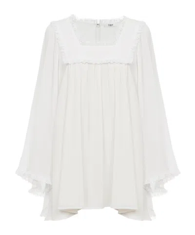 Chloé Silk Organza Top In White