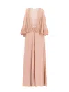 Chloé Robe Longue À Col En V En Crêpe De Satin Femme Rose Taille 40 100% Soie