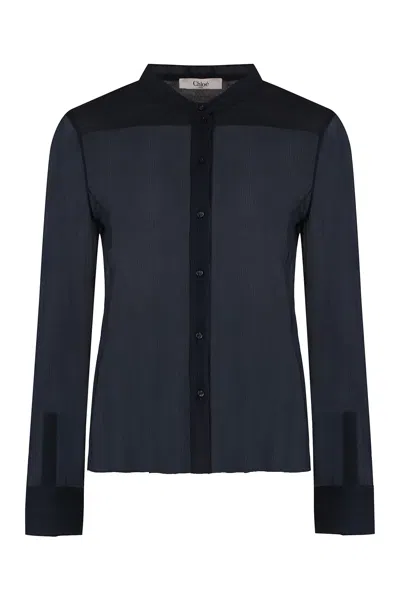 Chloé Crêpe-silk Blouse In Blue