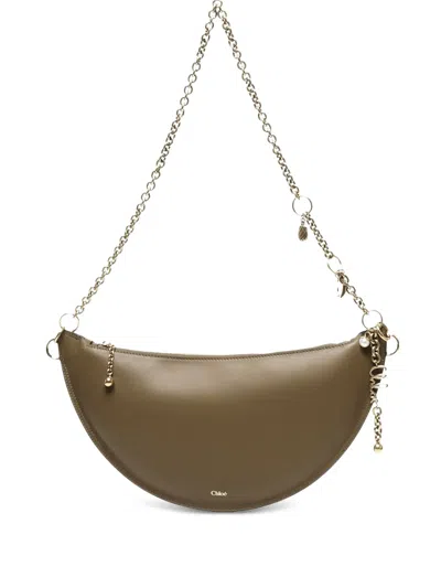 Chloé Crescent Chain Shoulder Bag In Green