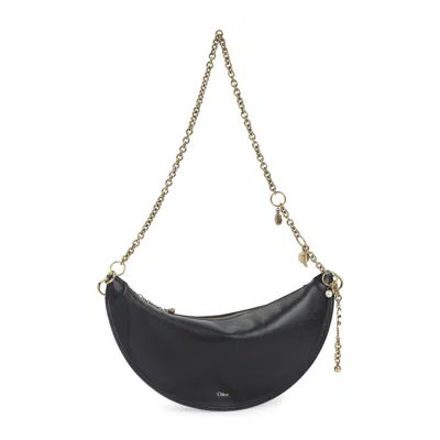 Chloé Crescent-shaped Black Lamb Leather  Shoulder Bag