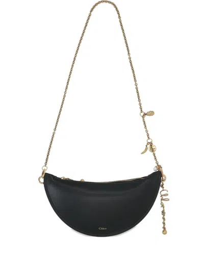 Chloé Crescent-shaped Chain Shoulder Bag In Black
