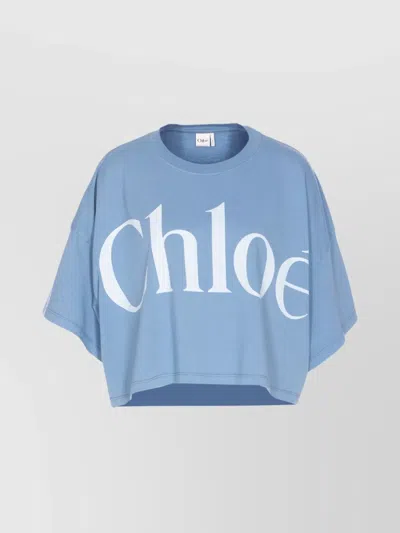 CHLOÉ CREW NECK CROP TOP WITH SHORT SLEEVES