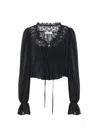 Chloé Striped Silk Satin Mousseline Shirt In Black