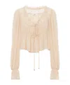 Chloé Blouse With Tie In Pink Silk Georgette Women In Neutral