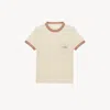 Chloé Cotton Jersey Crew Neck Logo T-shirt In Beige