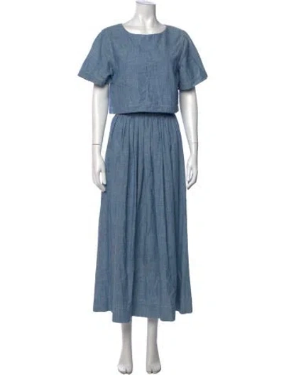 Pre-owned Chloé Crew Neck Long Dress In Blue