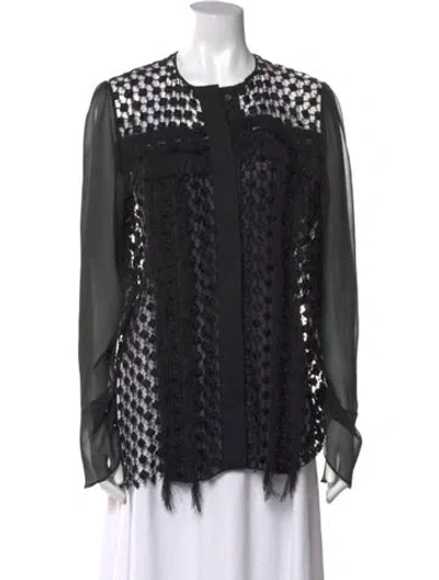 Pre-owned Chloé Crew Neck Long Sleeve Blouse In Black