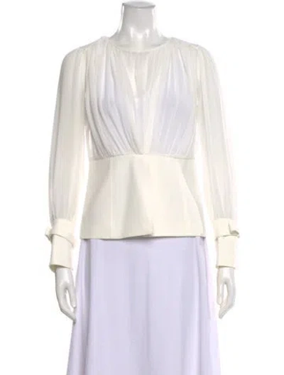 Pre-owned Chloé Crew Neck Long Sleeve Blouse In Neutral