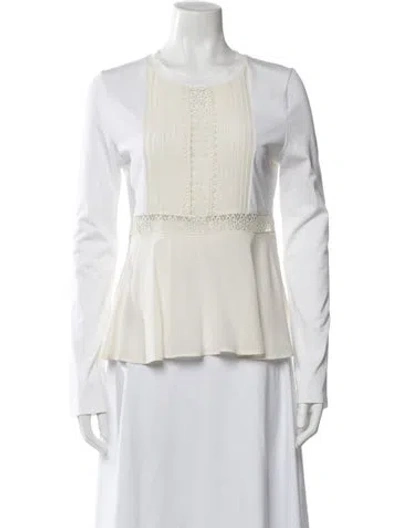 Pre-owned Chloé Crew Neck Long Sleeve Top In Neutral