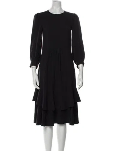 Pre-owned Chloé Crew Neck Midi Length Dress In Black
