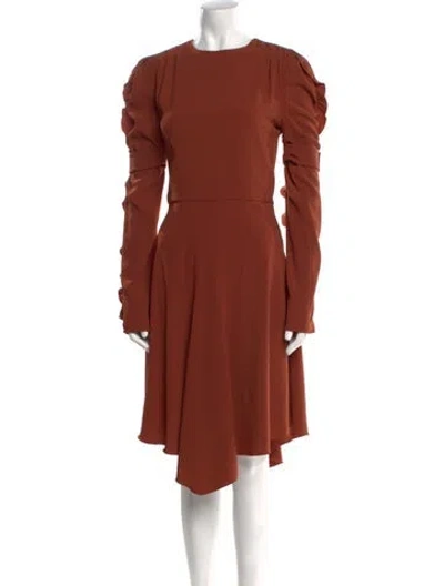 Pre-owned Chloé Crew Neck Midi Length Dress In Brown