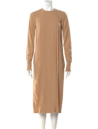 Pre-owned Chloé Crew Neck Midi Length Dress In Brown