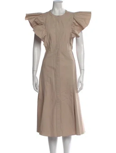 Pre-owned Chloé Crew Neck Midi Length Dress In Neutral