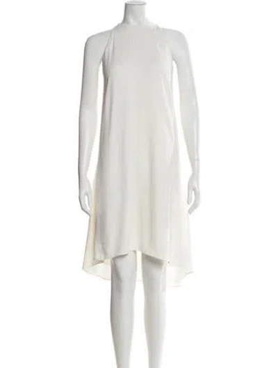 Pre-owned Chloé Crew Neck Midi Length Dress In White