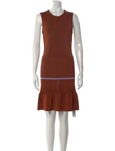 Pre-owned Chloé Crew Neck Mini Dress In Brown