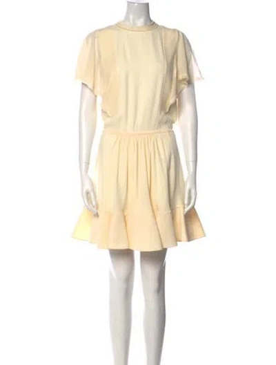 Pre-owned Chloé Crew Neck Mini Dress In Neutral