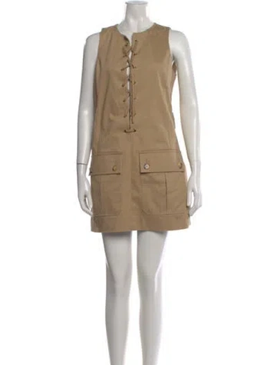 Pre-owned Chloé Crew Neck Mini Dress In Neutral