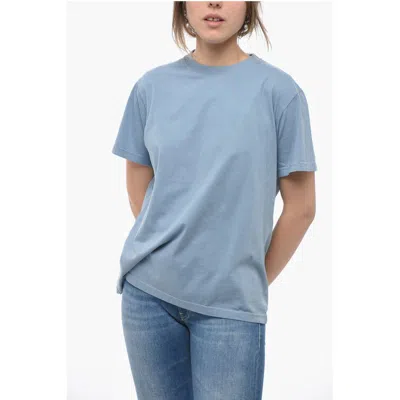 Chloé Crew Neck Monochrome Cotton T-shirt In Blue