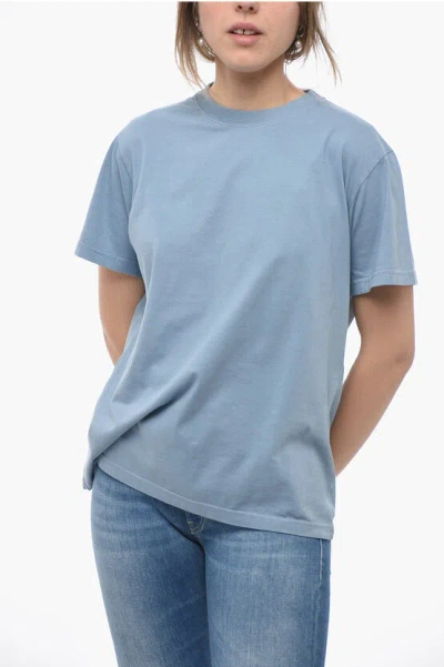 Chloé Crew Neck Monochrome Cotton T-shirt In Blue