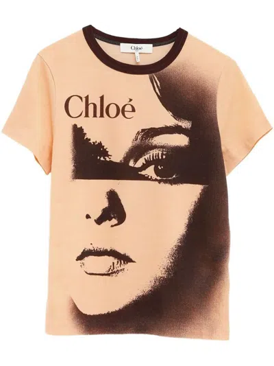 CHLOÉ CHLOÉ CREW-NECK PORTRAIT PRINT JERSEY T-SHIRT