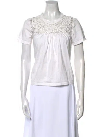 Pre-owned Chloé Crew Neck Short Sleeve Blouse In White