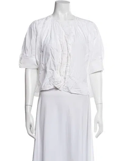 Pre-owned Chloé Crew Neck Short Sleeve Blouse In White