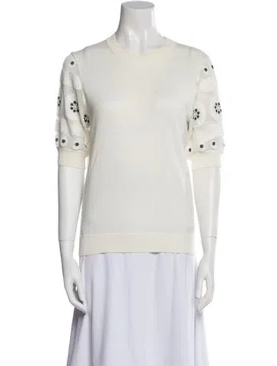Pre-owned Chloé Crew Neck Short Sleeve Sweatshirt In White