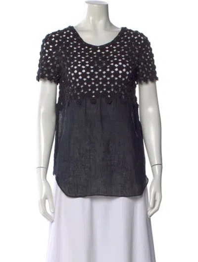 Pre-owned Chloé Crew Neck Short Sleeve Top In Blue