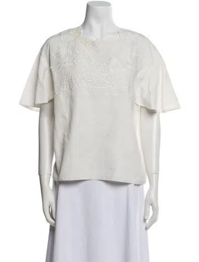 Pre-owned Chloé Crew Neck Short Sleeve Top In White
