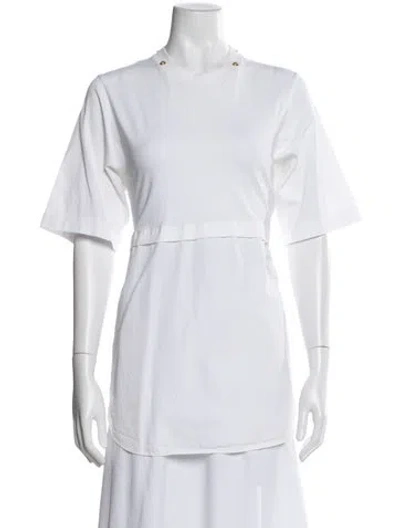Pre-owned Chloé Crew Neck Short Sleeve T-shirt In White
