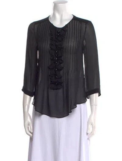 Pre-owned Chloé Crew Neck Three-quarter Sleeve Blouse In Black