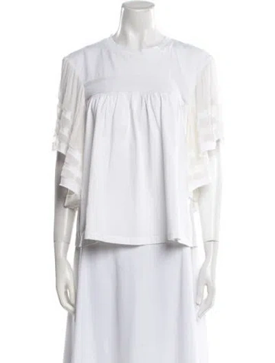 Pre-owned Chloé Crew Neck Three-quarter Sleeve Blouse In White