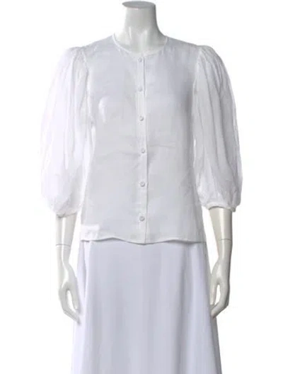 Pre-owned Chloé Crew Neck Three-quarter Sleeve Blouse In White