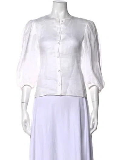 Pre-owned Chloé Crew Neck Three-quarter Sleeve Blouse In White