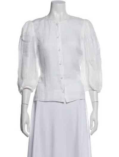 Pre-owned Chloé Crew Neck Three-quarter Sleeve Blouse In White