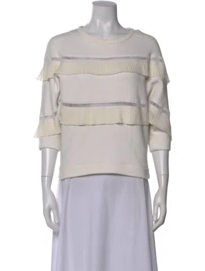 Pre-owned Chloé Crew Neck Three-quarter Sleeve Sweatshirt In Gray