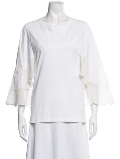 Pre-owned Chloé Crew Neck Three-quarter Sleeve Top In White