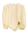 Chloé Draped Wrap-effect Cropped Silk-satin Blouse In Nude