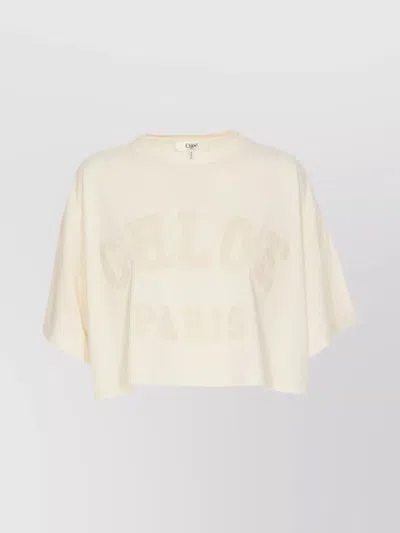 Chloé Crewneck Crop Top Short Sleeves In White