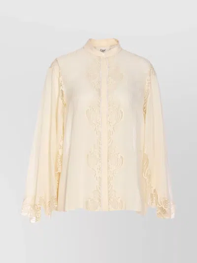CHLOÉ CREWNECK EMBROIDERED LACE DETAILING LONG SLEEVES