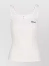 Chloé Crewneck Embroidered Logo Scoop Neckline Sleeveless Tank