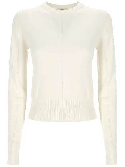 Chloé Crewneck Long-sleeve Top In White