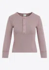 Chloé Knit Pullover Long Sleeves Crew Neck Ribbed In Purple