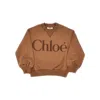 Chloé Crewneck Sweatshirt With Flocked Logo Kids In Brown