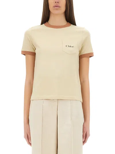 CHLOÉ CREWNECK T-SHIRT WITH LOGO