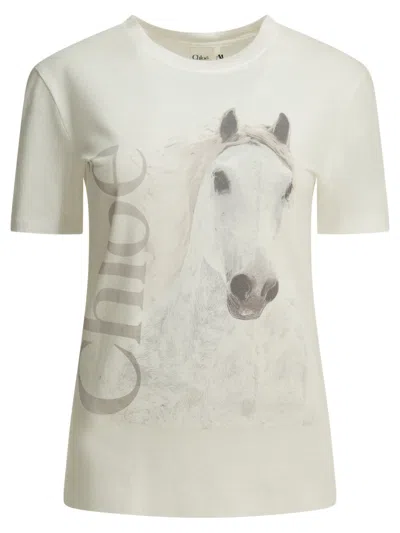 Chloé Crew-neck T-shirt With Logo T-shirts White