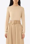 Shop Chloé Crewneck Wool Sweater In Beige